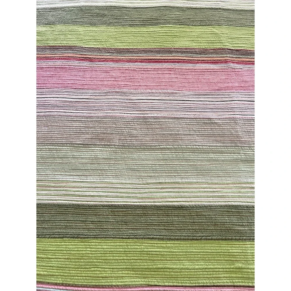The Company Store Full Queen Coverlet Bedspread Blanket Pink Green Gray Stripe